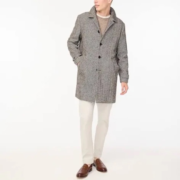Men’s black and gray J.CREW Factory wool blend Thompson Car coat / size 40 - Picture 1 of 6